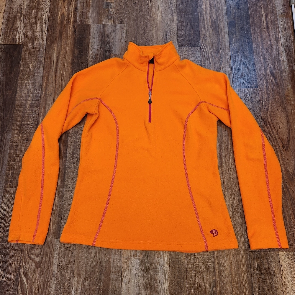 Mountain Hardwear Orange And Pink Fleece Quarter Zip Pullover